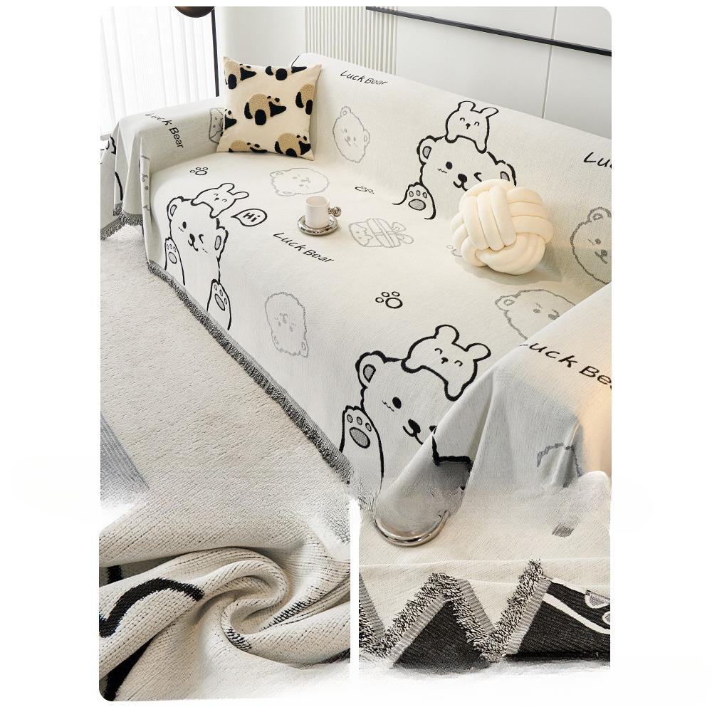 Nordic Style Cartoon Simple Chenille Sofa Cover Cloth Anti-Scratching Four Seasons Universal Sofa Towel Sofa Cover