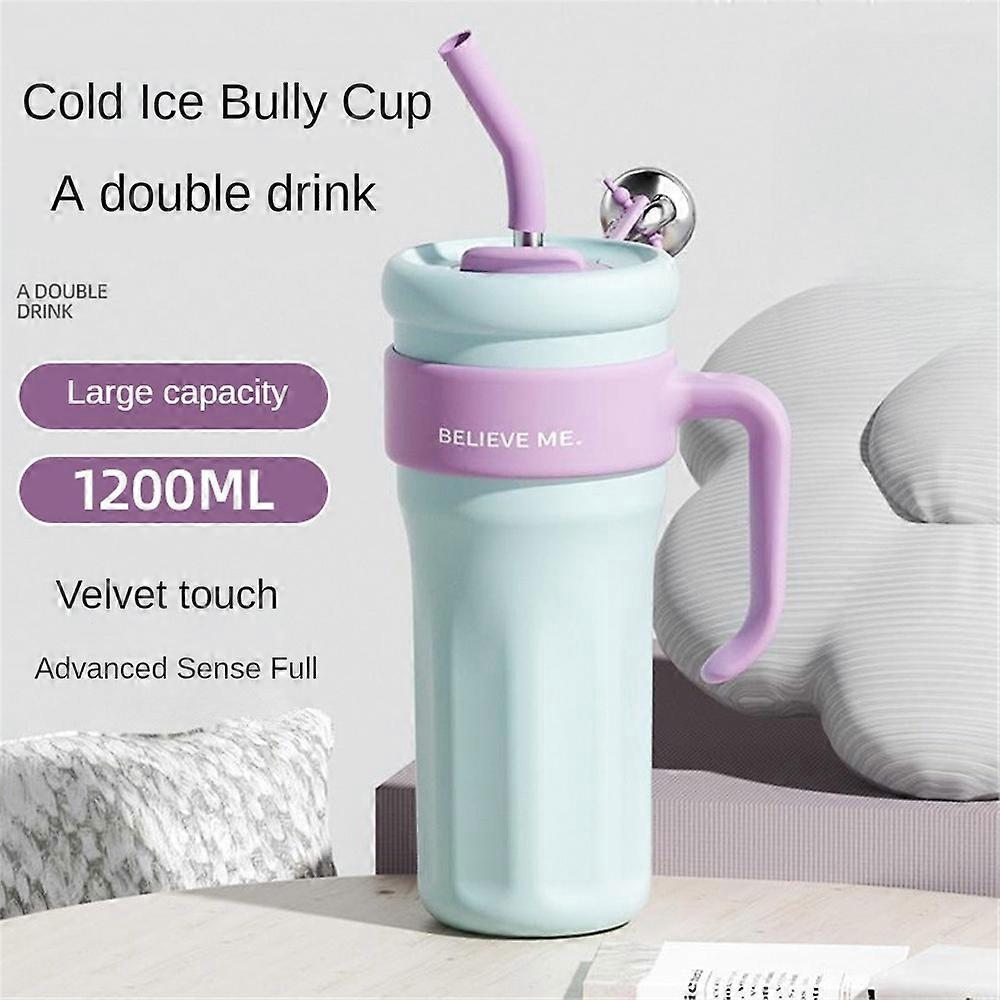 Large Capacity Heat Preservation And Cold Preservation Cup With Straw Handle High Value Stainless Steel Water Cup