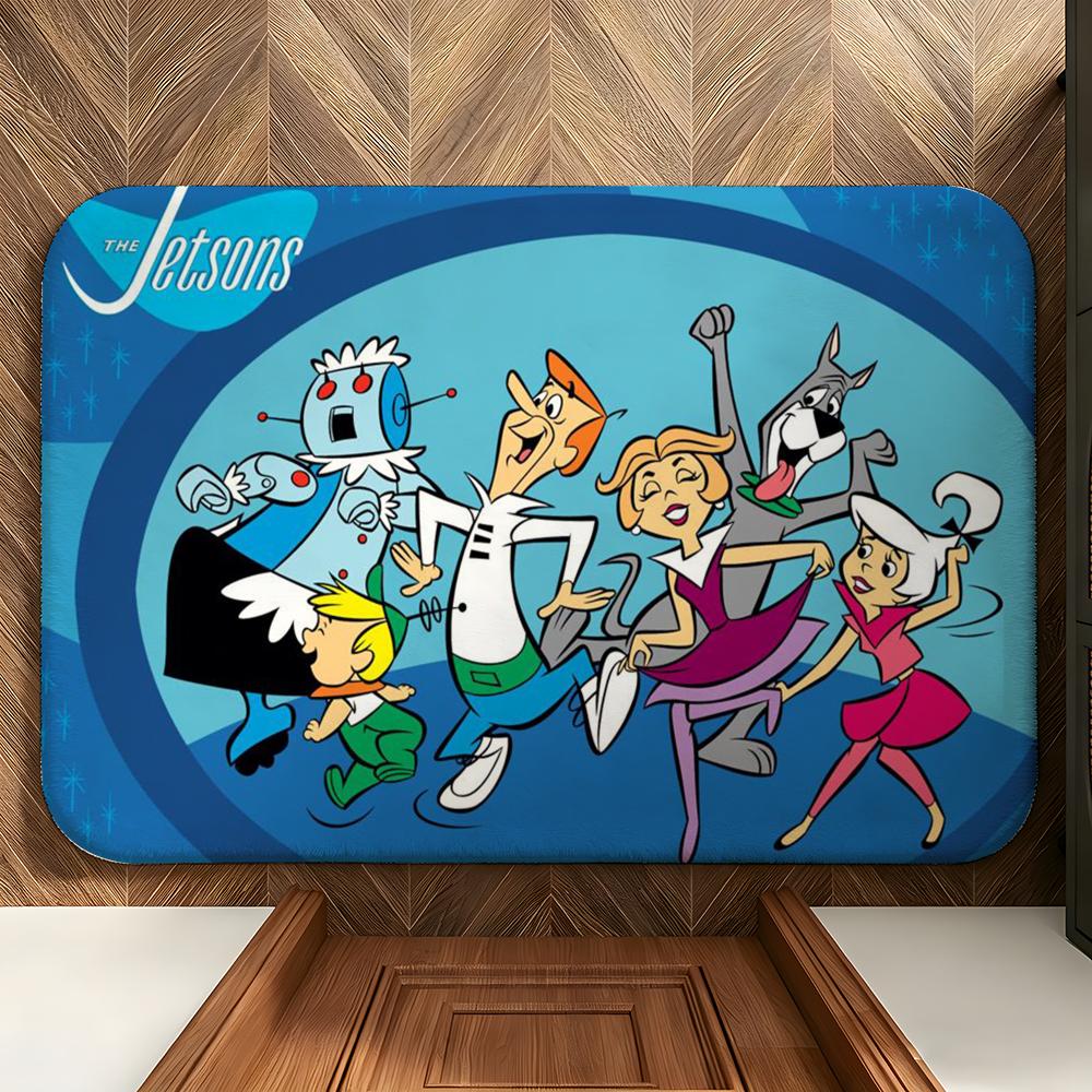 Cartoon T-The J-Jetsons Floor Mat Soft Flannel Floor Mat Suitable for Entryways, Living Rooms, Bedrooms, and Bathrooms