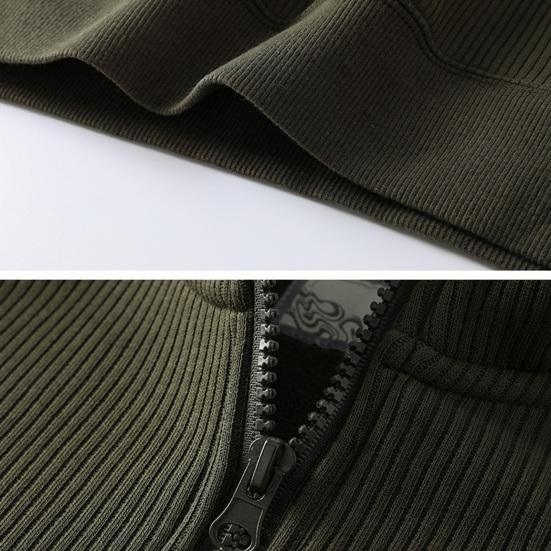 Men Fall Winter Sweatshirt Half Zipper Stand Collar Loose Solid Color Loose Long Sleeves