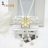 Women's Fashion Jewelry Flower Pendant Faux Pearl Tassels Necklace Sweater Chain Suspension Trinket