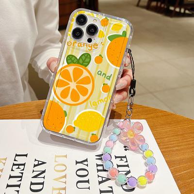 Роскошный чехол для телефона iPhone 15 Fundas iPhone 13 11 14 12 Pro Max XR 7 8 Plus X Xs 6 SE ремешок на запястье Мягкие чехлы TPU Fruit Covers