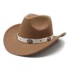 White Ethnic Style Western Cowboy Felt Hat Tibetan Fedora