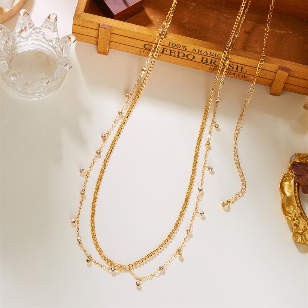 Double Layer Crisscross Cubic Zirconia Chain Navel Ring Waist Chain for Women Gold Tone Adjustable Body Chain Belly Jewelry