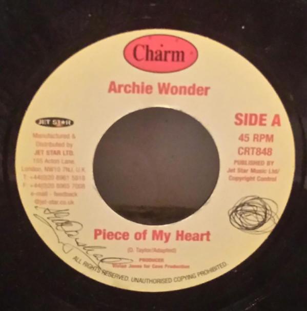 7-дюймовая пластинка ARCHIE WONDER Piece Of My Heart CRT848 Charm UK Reggae Ska Dub Б/У