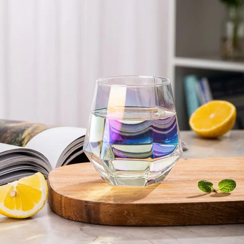300ml Hexagonal Edge Wine Glasses Transparent Cocktail Glass Party Bar Club Banquet Drinking Ware Champagne Lemon Water Cup