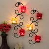 Set of 2 Wall Hanging Tealight Candle Holder Metal Wall Sconce with Glass Cups for Home Wall Decor Restaurant Gift