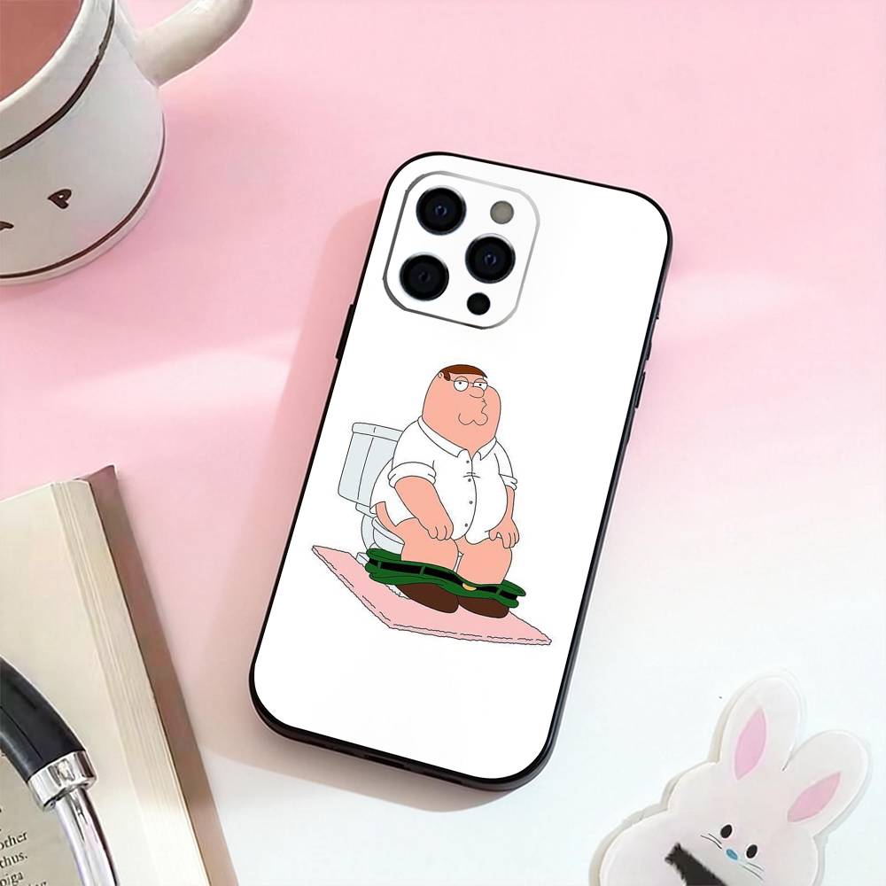 Cartoon F-Family Funny Guy Phone Case For iPhone 17,16,15,14,13,12,11 Plus,Pro Max,Soft Silicone Black Cover