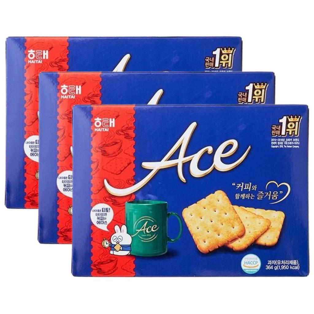 Haitai Ace Crackers Crispy Savory Biscuit 364g x 3 Pack