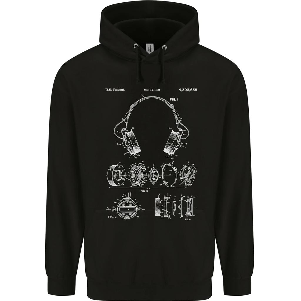 Headphones Patent Blueprint Music DJ Dance Hoodie