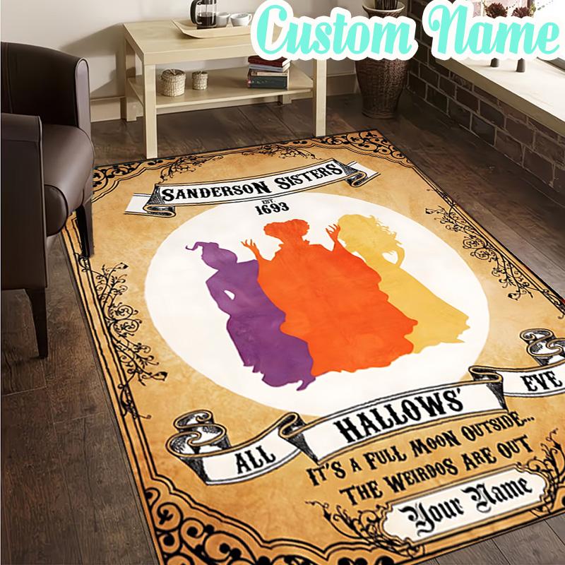 Custom Name Halloween Horror Witch Rug, Office Rug, Chair Rug, Carpet for Living Rooms, Doormat Game Rug Home Decor Christmas Gifts