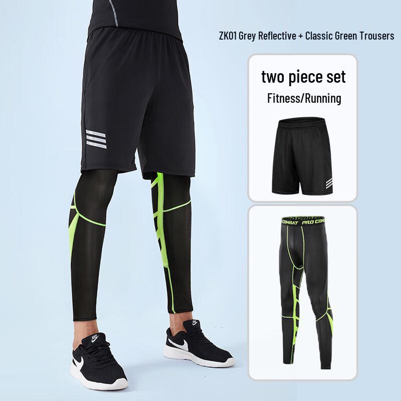 WEZHO Men's Fitness Shorts & Compression Pants Set