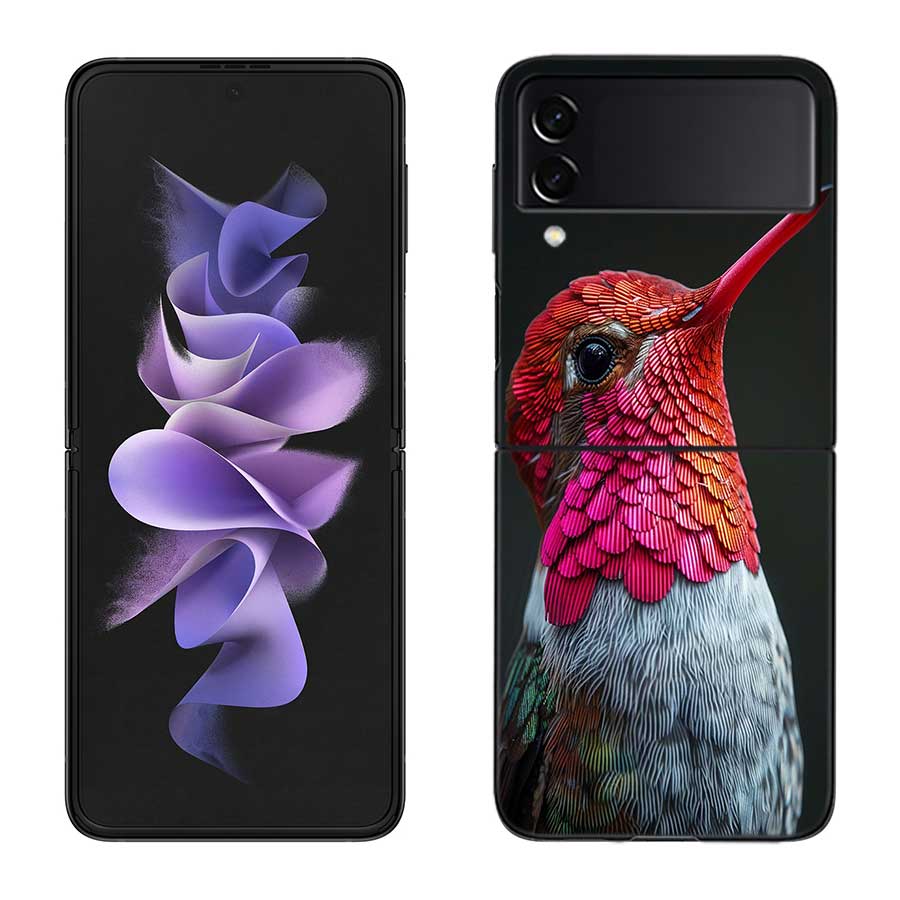 The Spirit of Hummingbirds Phone Case For Samsung Z Flip 7 6 5G Galaxy Z Flip 5 4 3 Black Hard Cell Cover Luxury PC Shell Coque