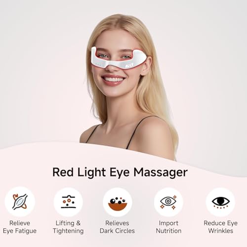 Red Light Therapy Eye Device 3D Contour Design Reduces Dark Circles  Puffiness  Fine Lines - Microcurrent Eye Massager Gentle for Daily Use Recharg