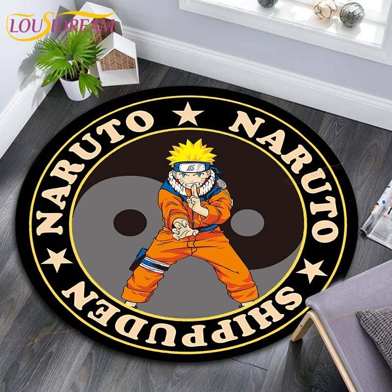 Круглые коврики с рисунком Наруто, геометрические противоскользящие напольные коврики для гостиной, декор для комнаты, домашние коврики, коврик для игр в стиле Наруто, детский коврик