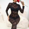 Европейский и американский летний сексуальный черный кружевной прозрачный облегающий комбинезон