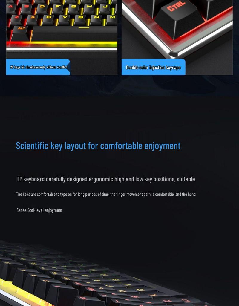K500F Mechanical USB Wired Gaming Keyboard with Metal Panel and Backlight