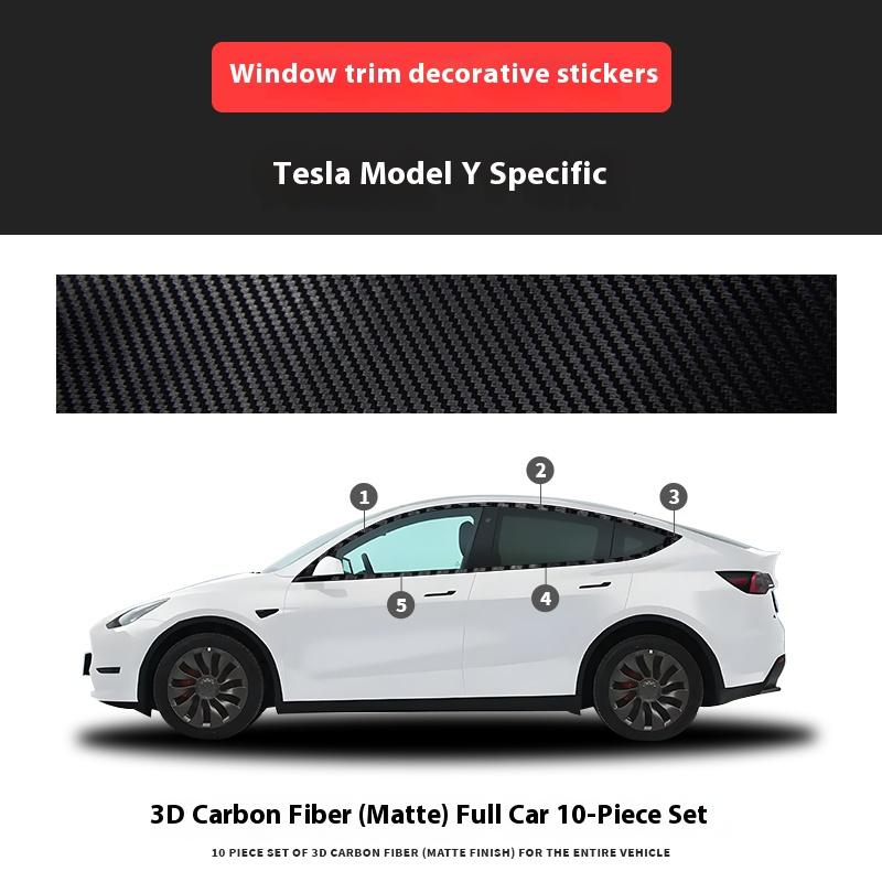 For Tesla Model 3/Y Window Trim Chrome Delete Vinyl Wrap Kit Gloss Black Pink Carbon Fiber Style Auto Accessory for Enhanced