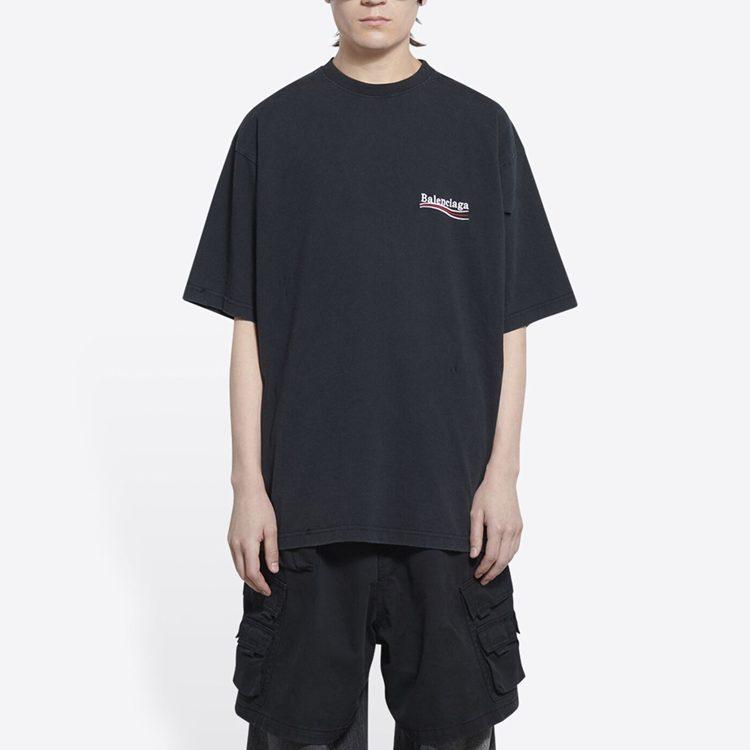 Balenciaga Футболки Мужские Черные С Круглым Вырезом Умеренные 641675TKVJ19034