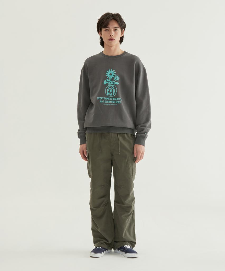 COVERNAT Flower Graphic Sweatshirt Charcoal