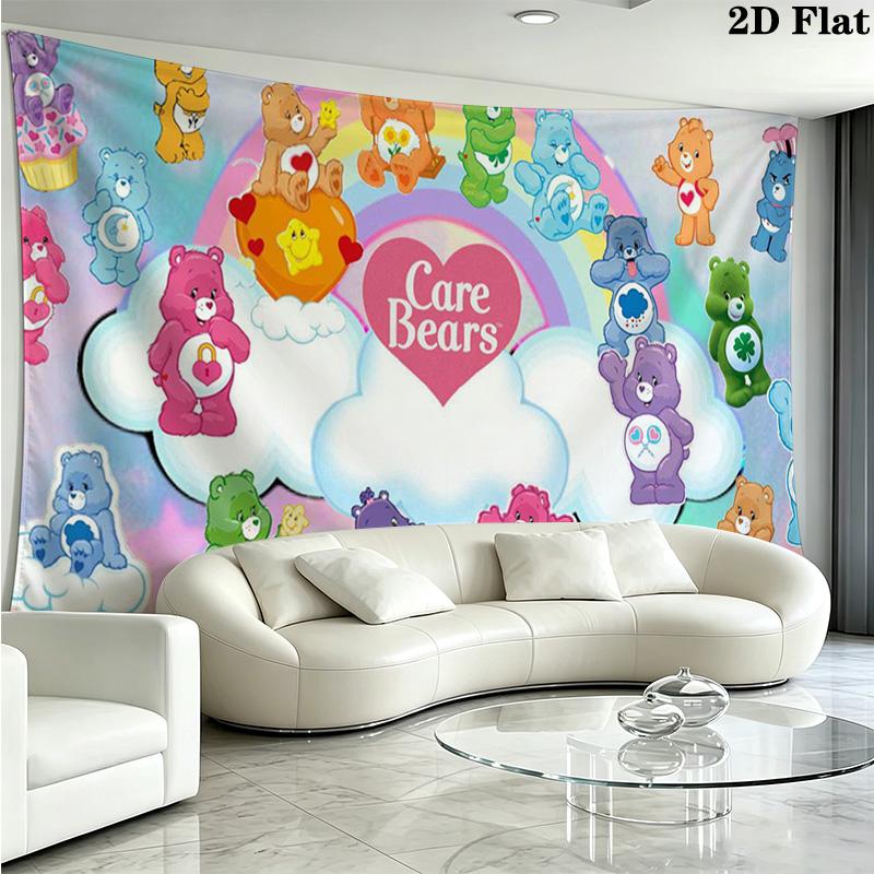 CARE BEARS Wall Tapestry Aesthetic Wall Hanging Printed Fabric Blanket Decorative Tapestries for Bedroom Living Room Home Decor