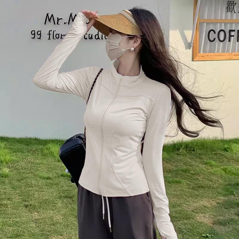 Sunscreen clothes, yoga clothes, women's zipper jackets, sports tops, slim-fitting long-sleeved outer wear, running professional training fitness