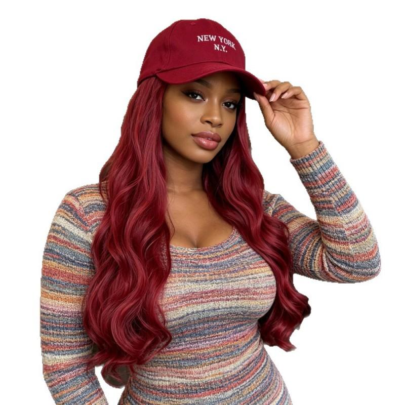 TEMU African Women Wig Baseball Cap 99J Wave Long Curly Synthetic