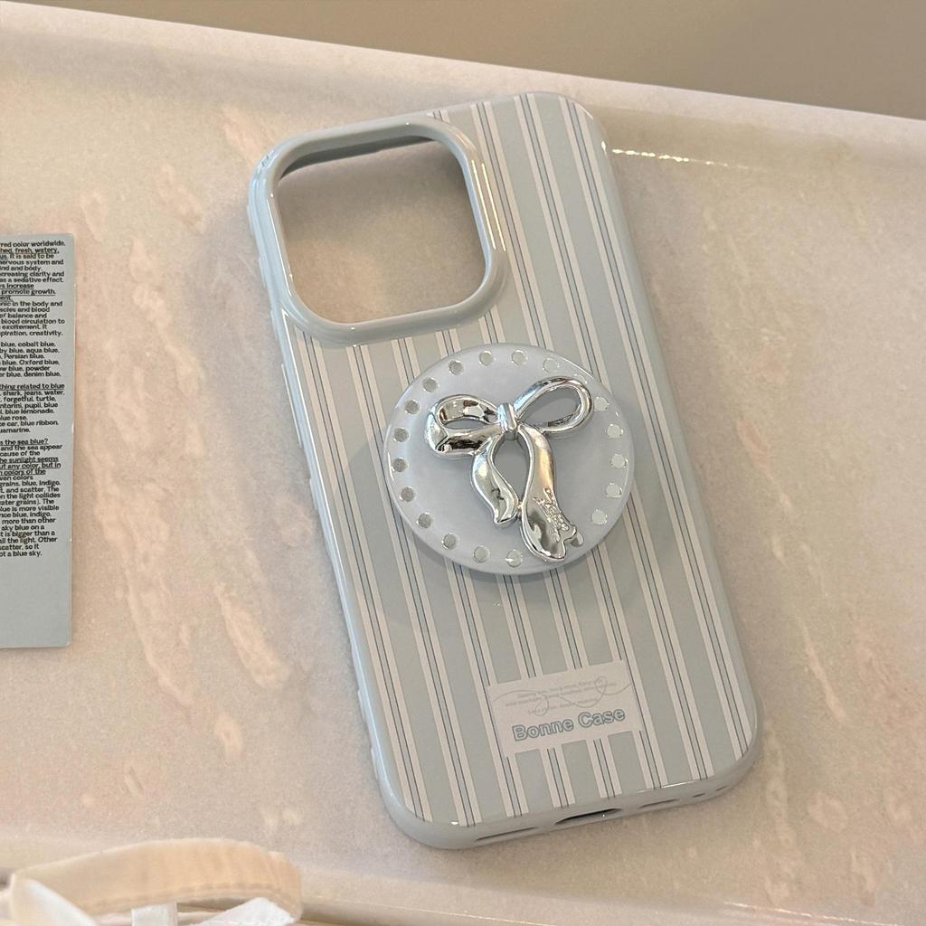 Серебристый чехол-подставка с бантом для iPhone 17 и iPhone 17 Pro Max