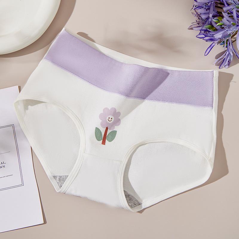 High Waisted Pure Cotton Cute Underwear Printed Japanese Women's Tight and Breathable Briefs