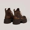 High-end Niche New Leather Round Head Muffin Thick Sole Heightening Lace-up Sports and Leisure Small Leather Shoes Martin Boots