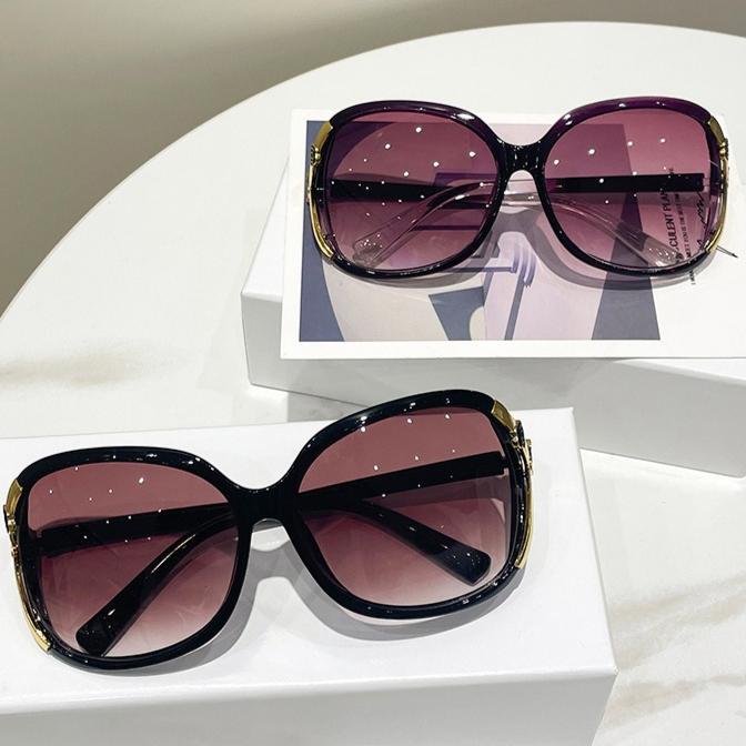 Trendy Large Frame Sunglasses Flower Decorated Eyeglass Legs Summer Popular Glasses Suitable For Women