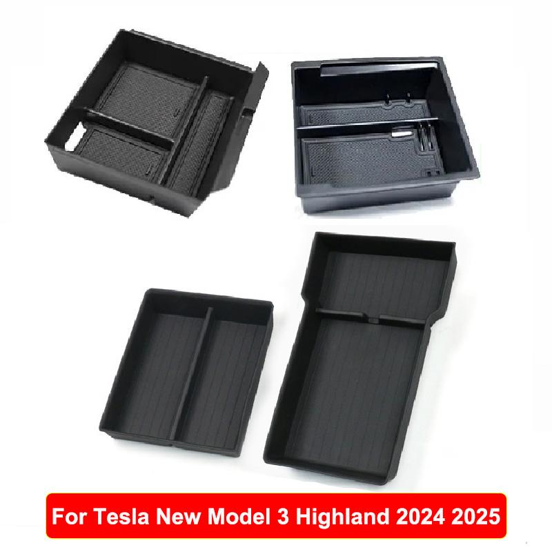 DQMN8 For Tesla Model Y Juniper 2025 Model 3 Highland Center Console Armrest Hidden Storage Box Cup Holder Car Organizer Accessories