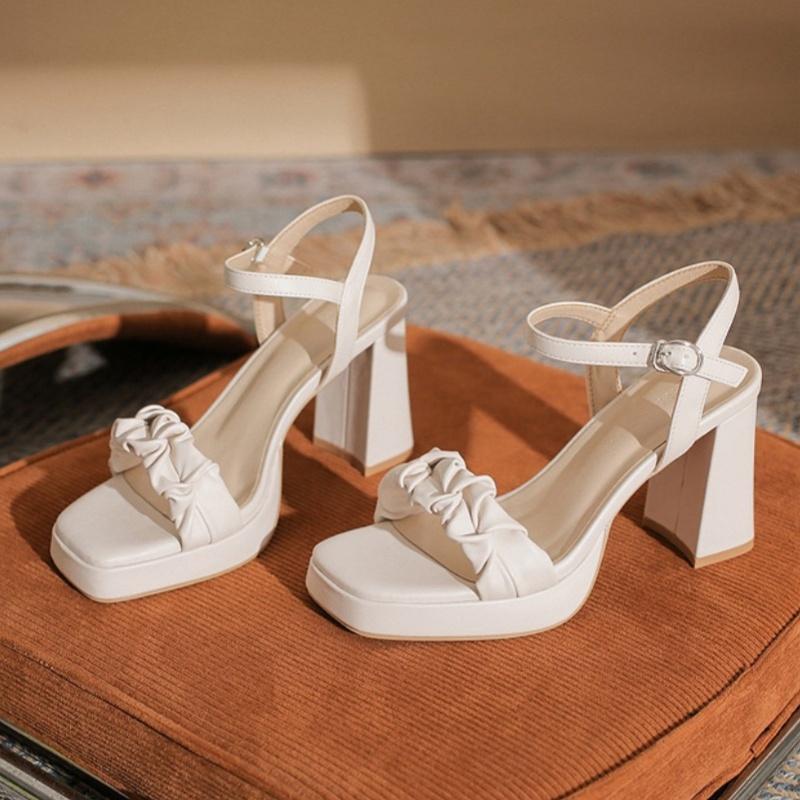 Модные 8,5 см Сладкие Удобные Женские Сандалии 2025 Лето Мода Мягкая Кожа Сандалии на Платформе Элегантные Высокие Каблуки Модель Вечерние Женские Сандалии