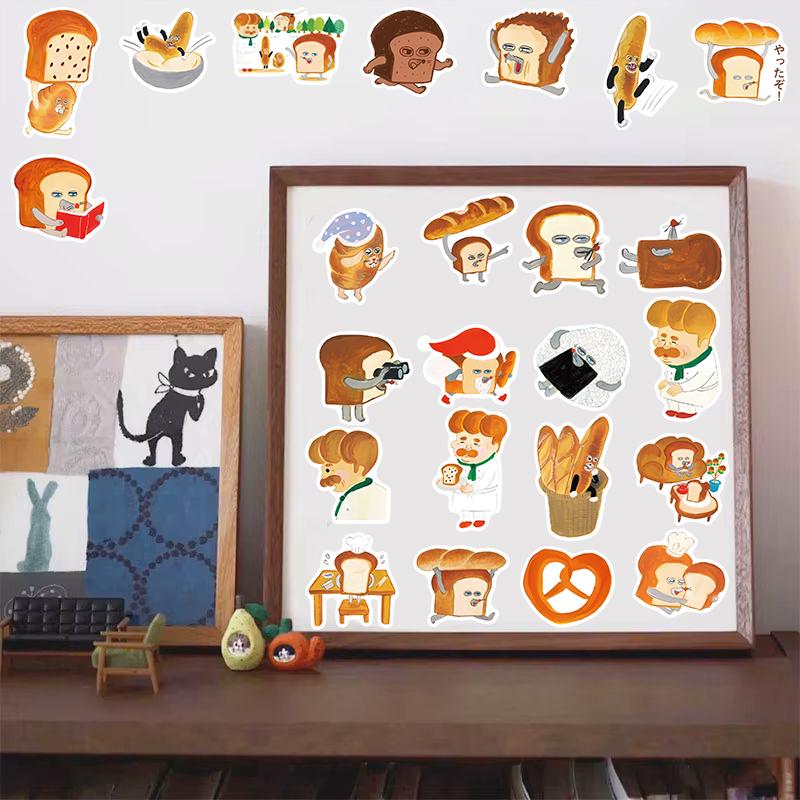 60/120PCS Bread Thief Sticker Skateboards Nostalgia Laptop Luggage  Scrapbook Retro Cafe Desktop Helmets Graffiti Sticker Decal