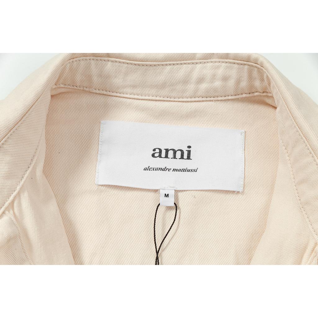 AMI Autumn and Winter Classic Heart Embroidered Casual Cotton Solid Color Long Sleeved Shirt On the Chest