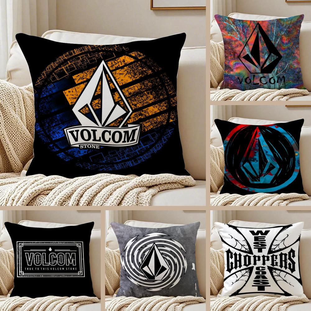 Cool VVolcomS Logo Cushion Cover Pillowcase Antidustmite Invisible Zipper Short Plush Sofa Cushion