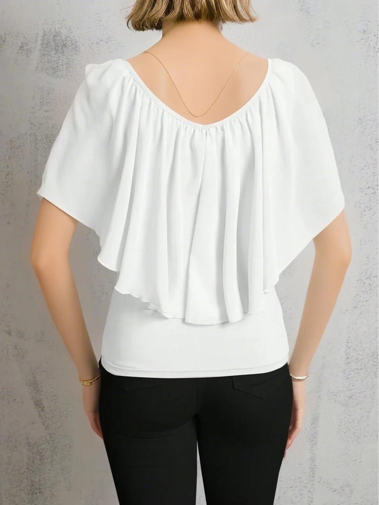 Женская повседневная футболка с V-образным вырезом и открытыми плечами с гавайским принтом