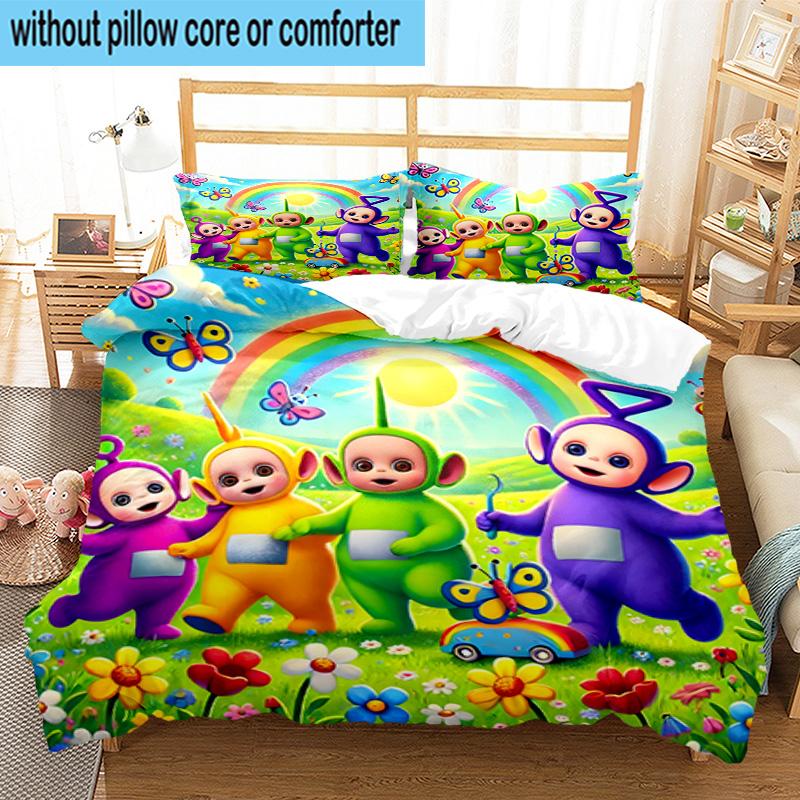 3PCS Tele-tubbies Celebration 3pcs Bedding,Including 3PCS Duvet Cover And 2pcs Pillowcases Perfect for Christmas,Ideal for Bedroom, Dormitory