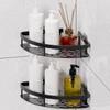 Space Aluminum Bathroom Corner Shelf Adhesive Wall Mount Shower Shampoo Triangular Storage Rack