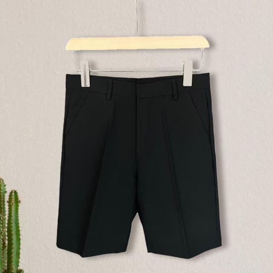 Мужской костюм, шорты со средней посадкой, на молнии с карманами, прямые широкие шорты, однотонные повседневные шорты, уличная одежда