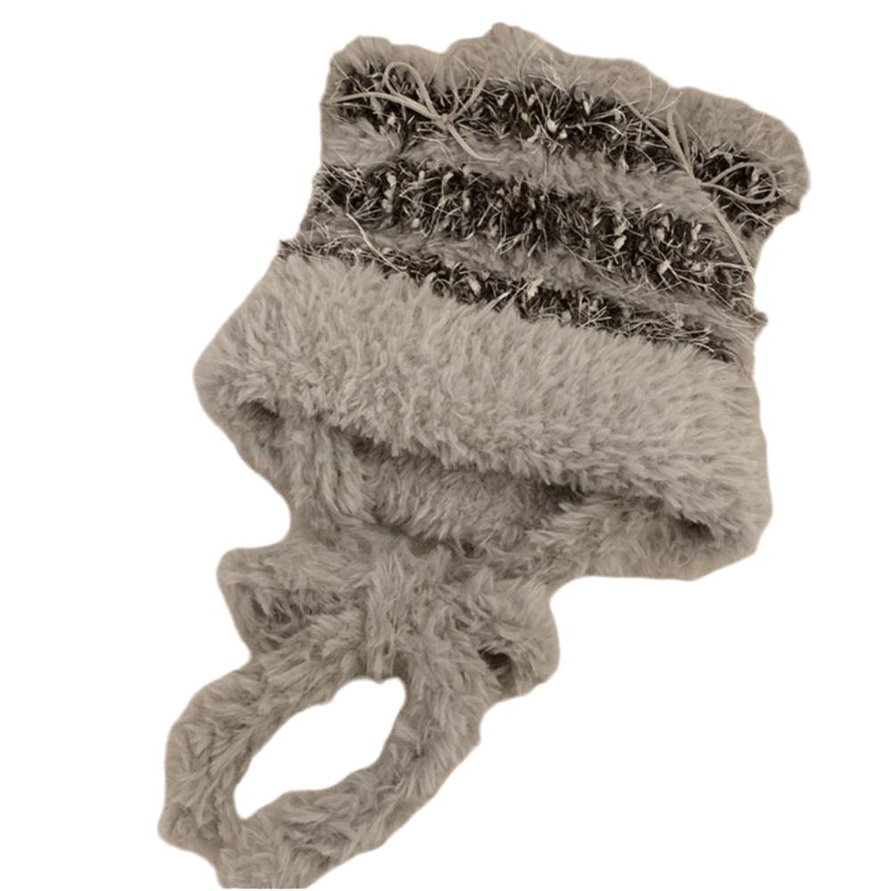 Cold-proof Faux Fur Beanies Hat Cat Ear Knitted Bobble Cap Fashion Mongolian Hat Women Accessories