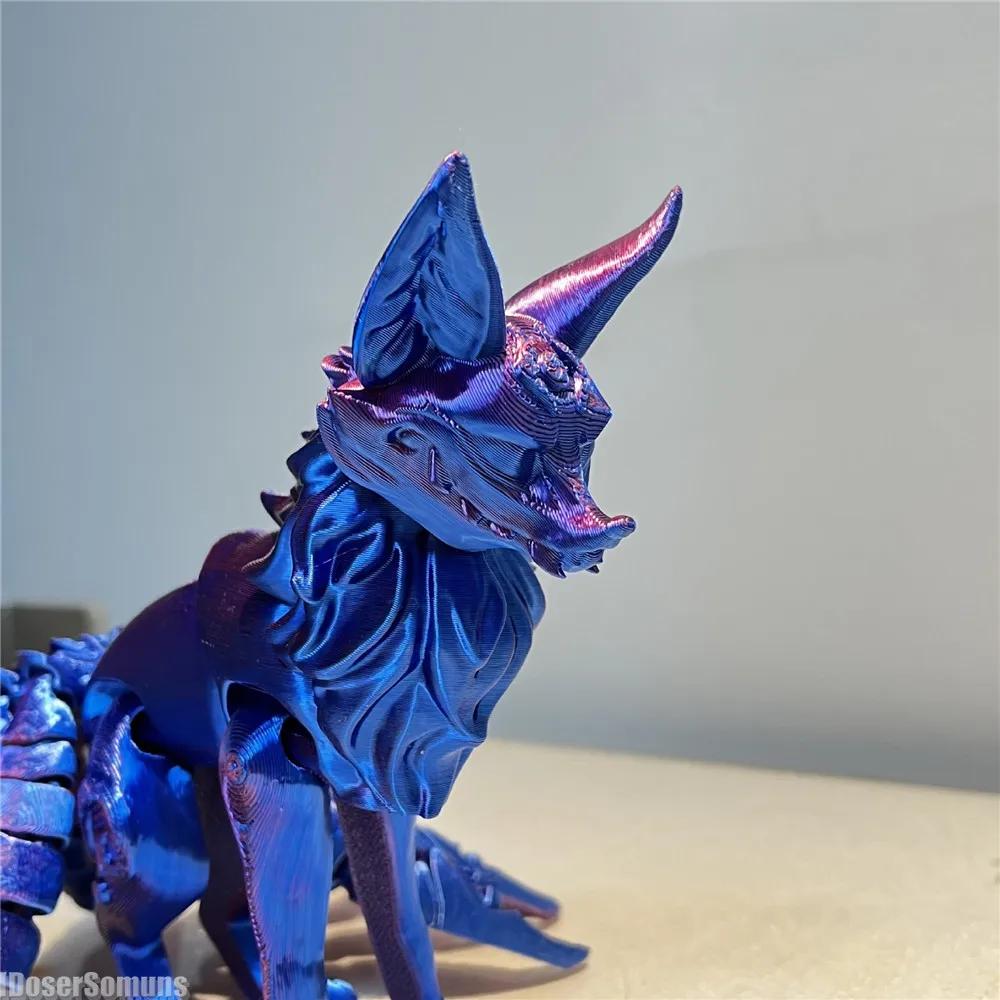3D-печатная фигурка лисы, подвижная модель с тонким хвостом и множеством суставов, шарнирная фигурка животного, декор для стола, подарки для детей