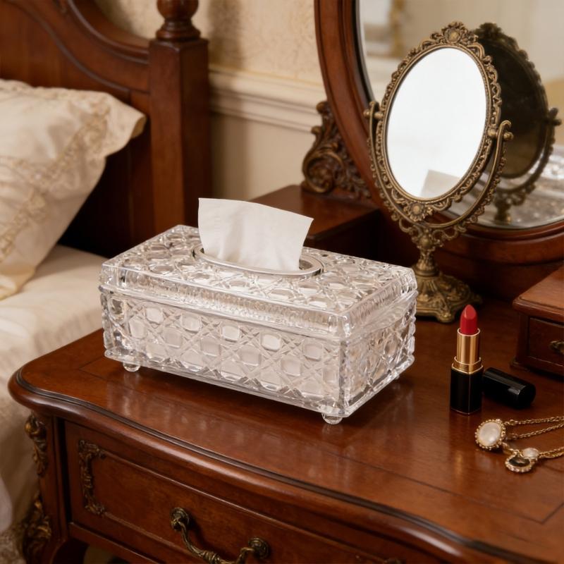 Minimalist Glass Tissue Dispenser Napkin Holder Elegant Paper Towel Organizer for Living Space Or Workspaces