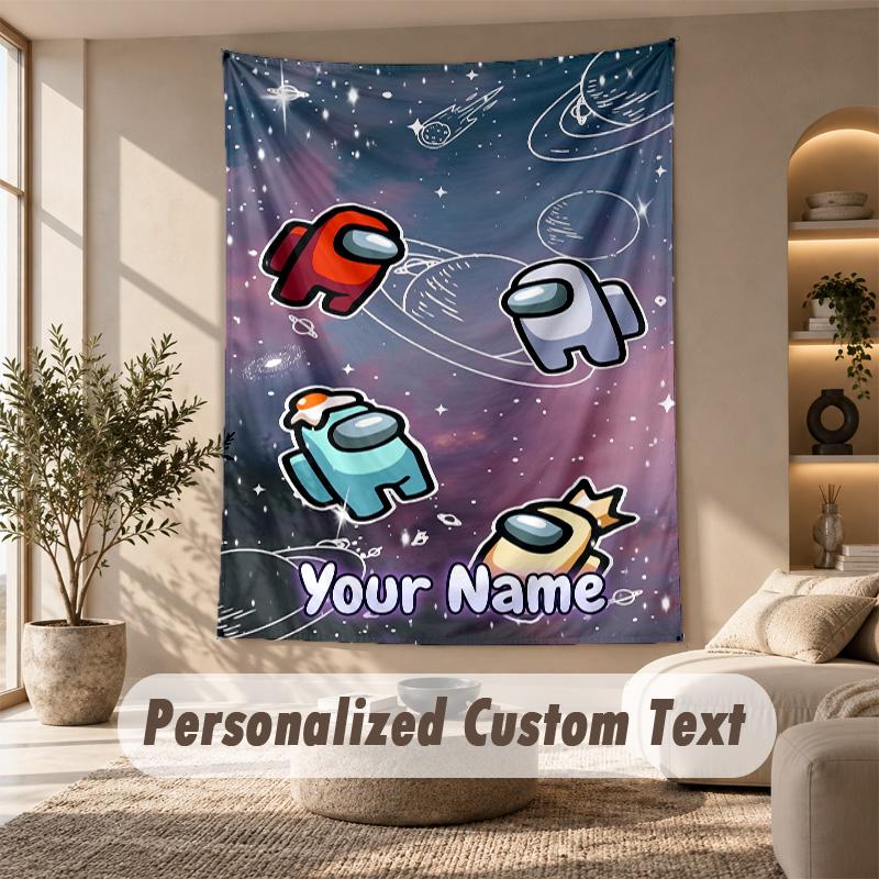 Among Us Tapestry, Personalized Custom Text, Wall Hanging Tapestry For Living Room Home Wall Decor