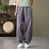 Женские леггинсы в стиле ретро из хлопка и льна, леггинсы на весну и лето, свободные однотонные универсальные повседневные брюки