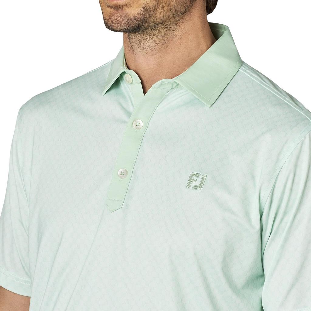 FootJoy Men's XL Plaid Jacquard Short Sleeve Golf Shirt, Pistachio, FJ-S25-S16 (34529-XL)