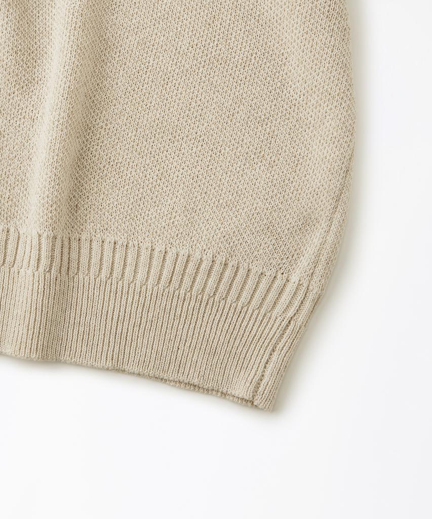 OUTSTANDING Linen Fisherman Crew Neck Knit_Ecru
