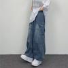 2025 Japanese Retro Loose Wide-Leg Workwear Jeans with Large Pockets