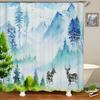 3d Printing Chinese Flower Bird Ink Landscape Shower Curtain Bathroom Waterproof Bath Curtain With Hooks Washable Cloth Decor