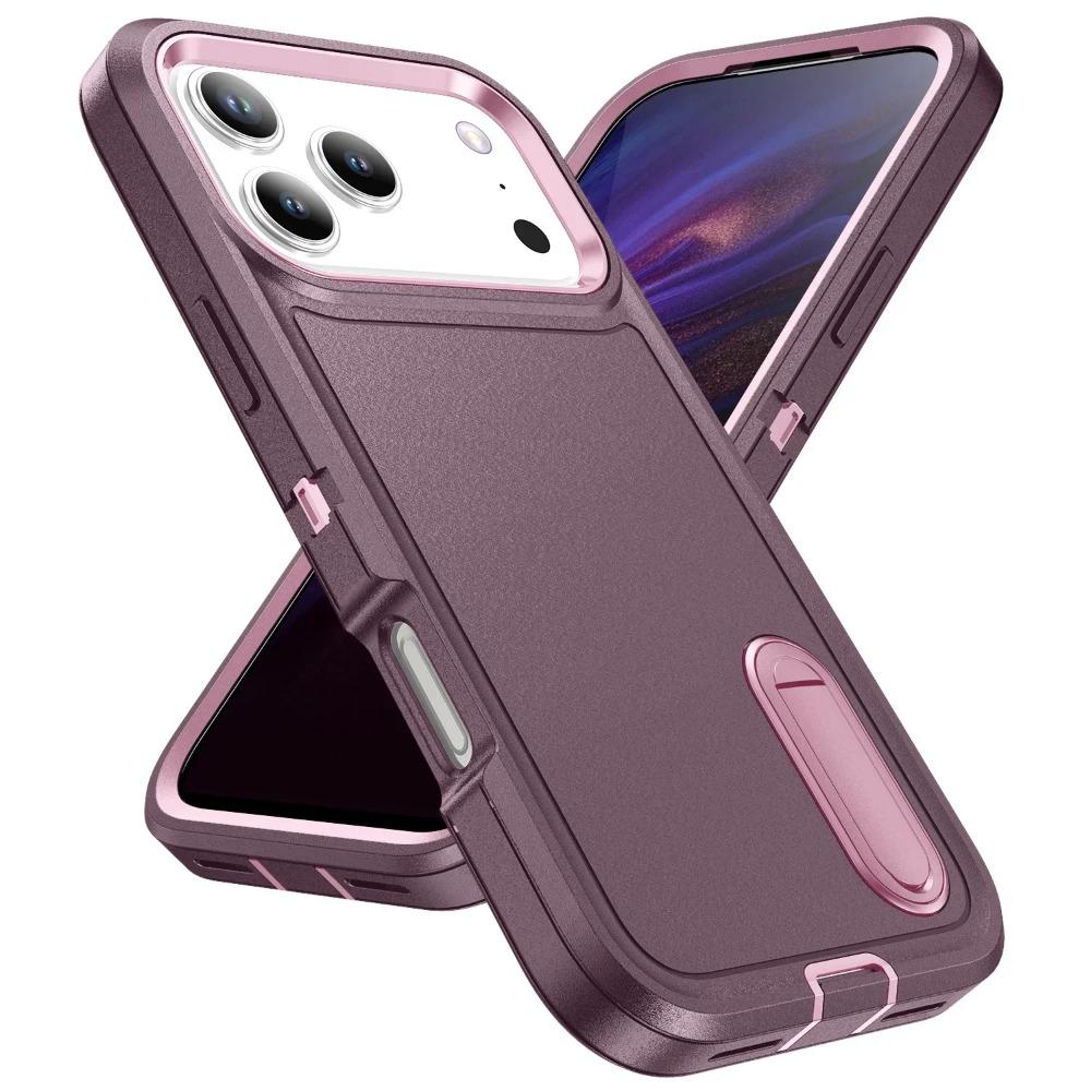 Ударопрочный гибридный чехол-бокс 3-в-1 военного класса для iPhone Air 17 Pro Max, защитный чехол-броня со скрытой подставкой